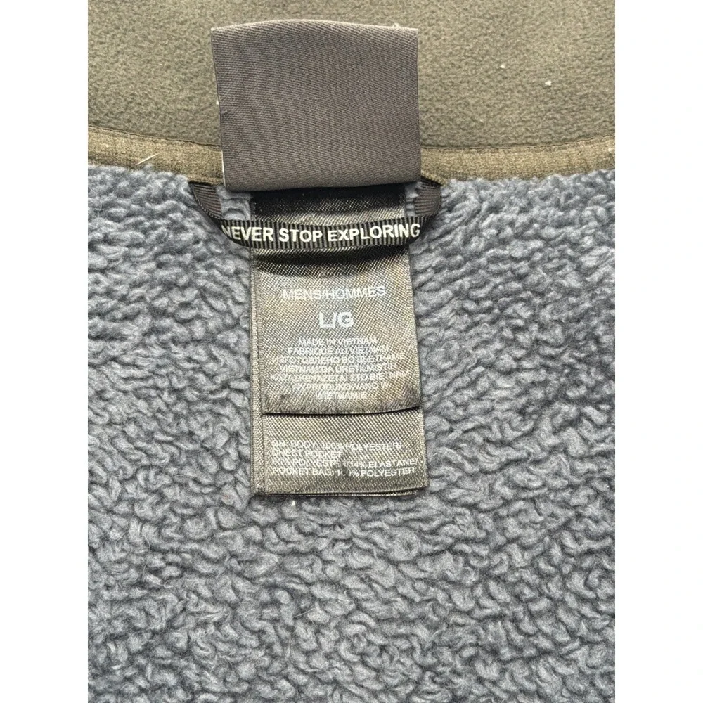 The North Face Mens Full Zip Sherpa Lined Fleece Jacket Olive Green Grey Large